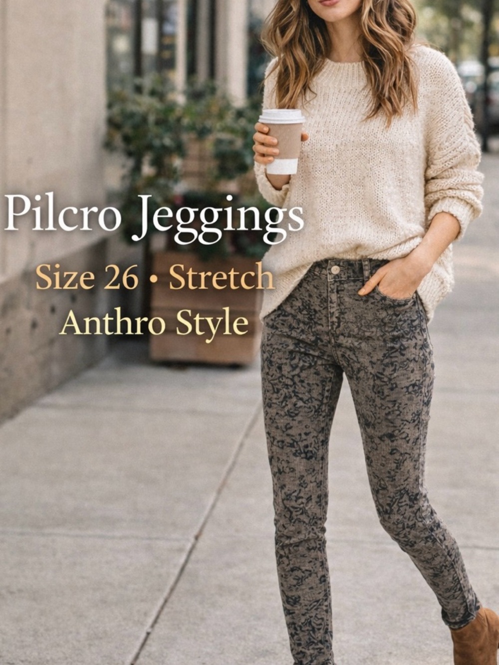 Pilcro Floral-Print Jeggings in Gray and Black